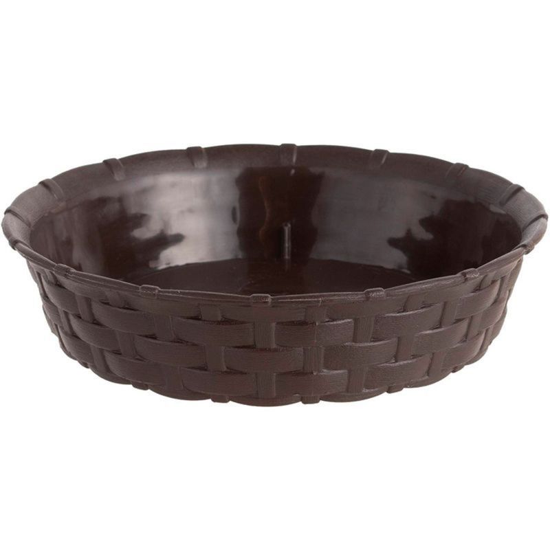 REYPLAST - PACK X 4 PLATO MACETA REDONDA ESTILO RATÁN 33×30 CM MARRÓN MORRO  REYPLAST