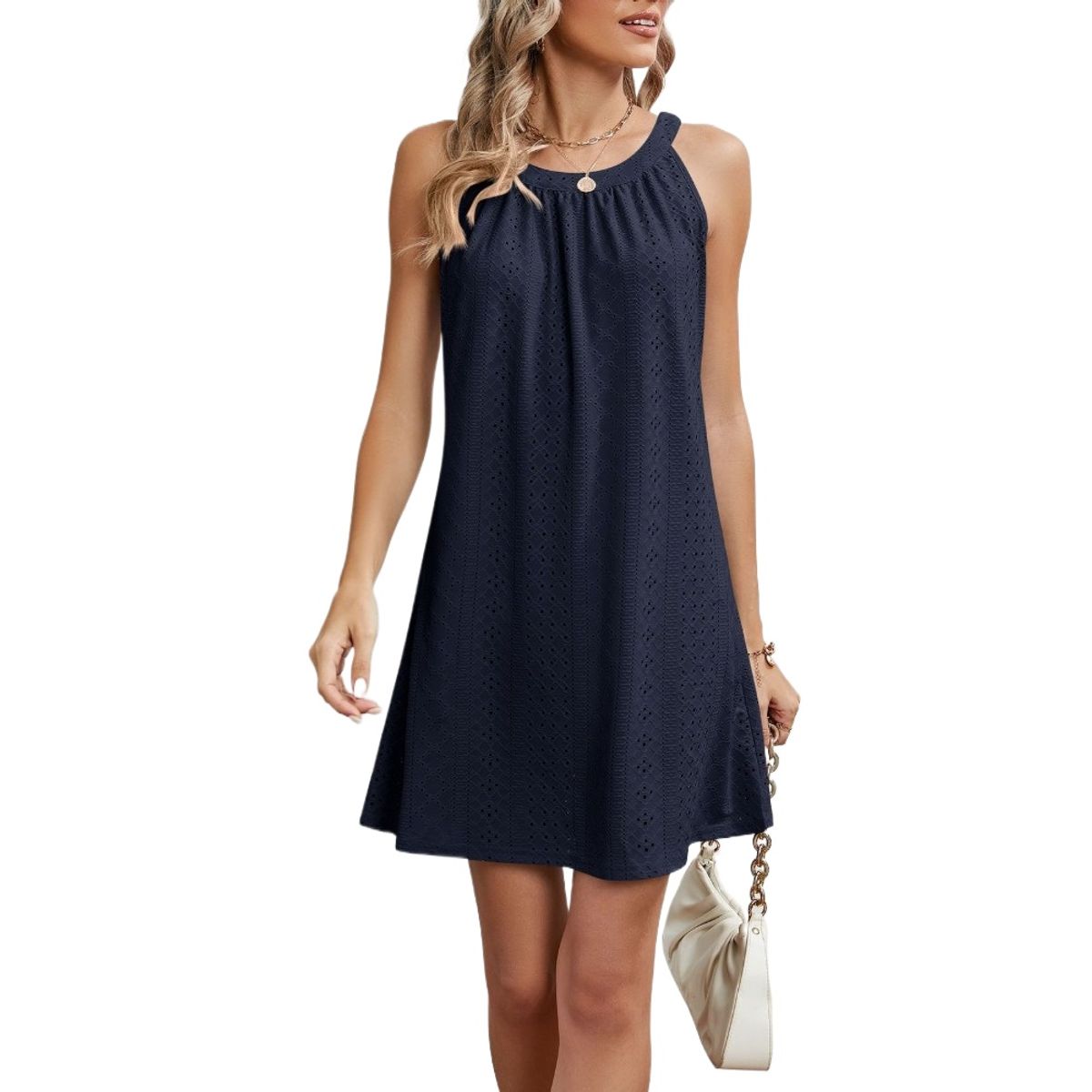 GIOIO - Vestido Casual Con Hombros Descubiertos Para Mujer Azul Marino