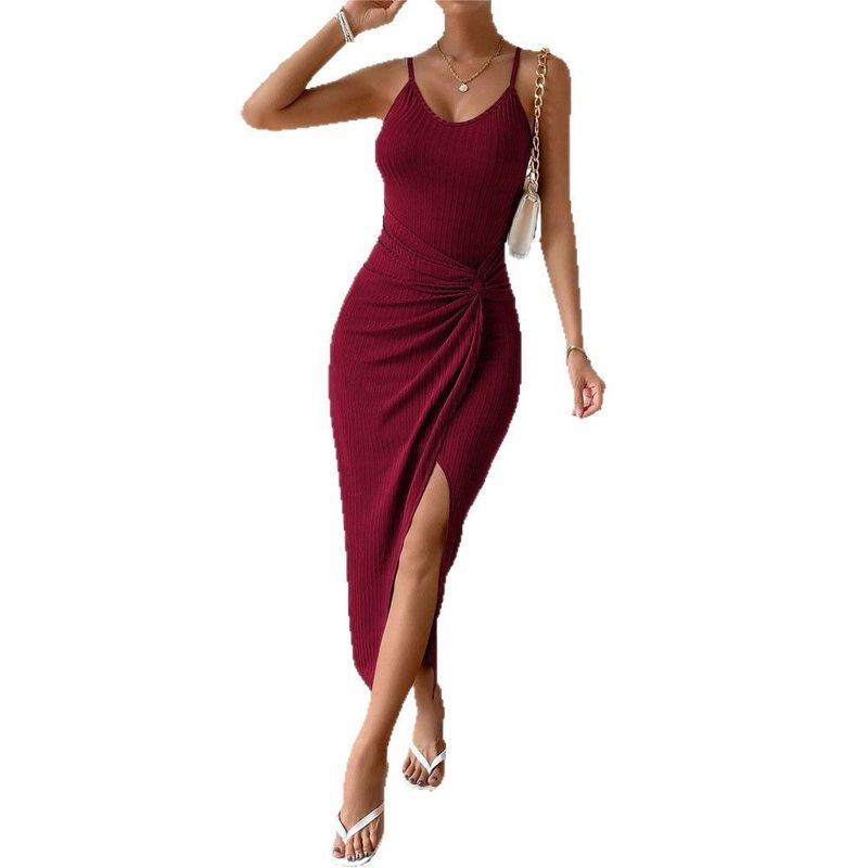 GIOIO - Vestido Floral Tirantes Finos Figura Esbelta Largo Elegante​ Rojo