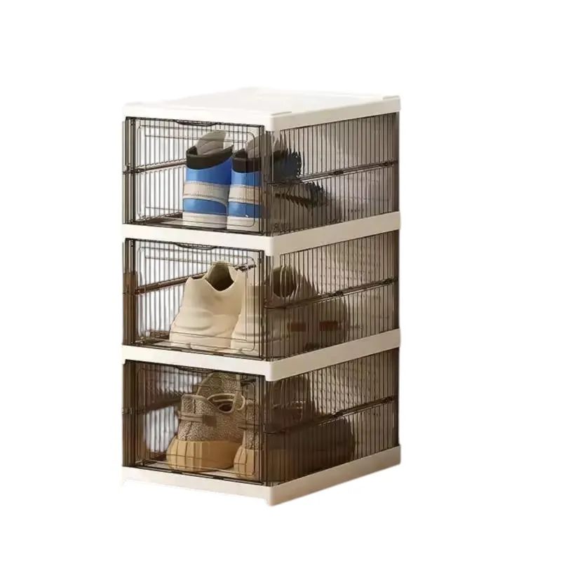 GENERICO - Caja Organizadora De Zapatos 3 Niveles Multiuso Transparente-Gris