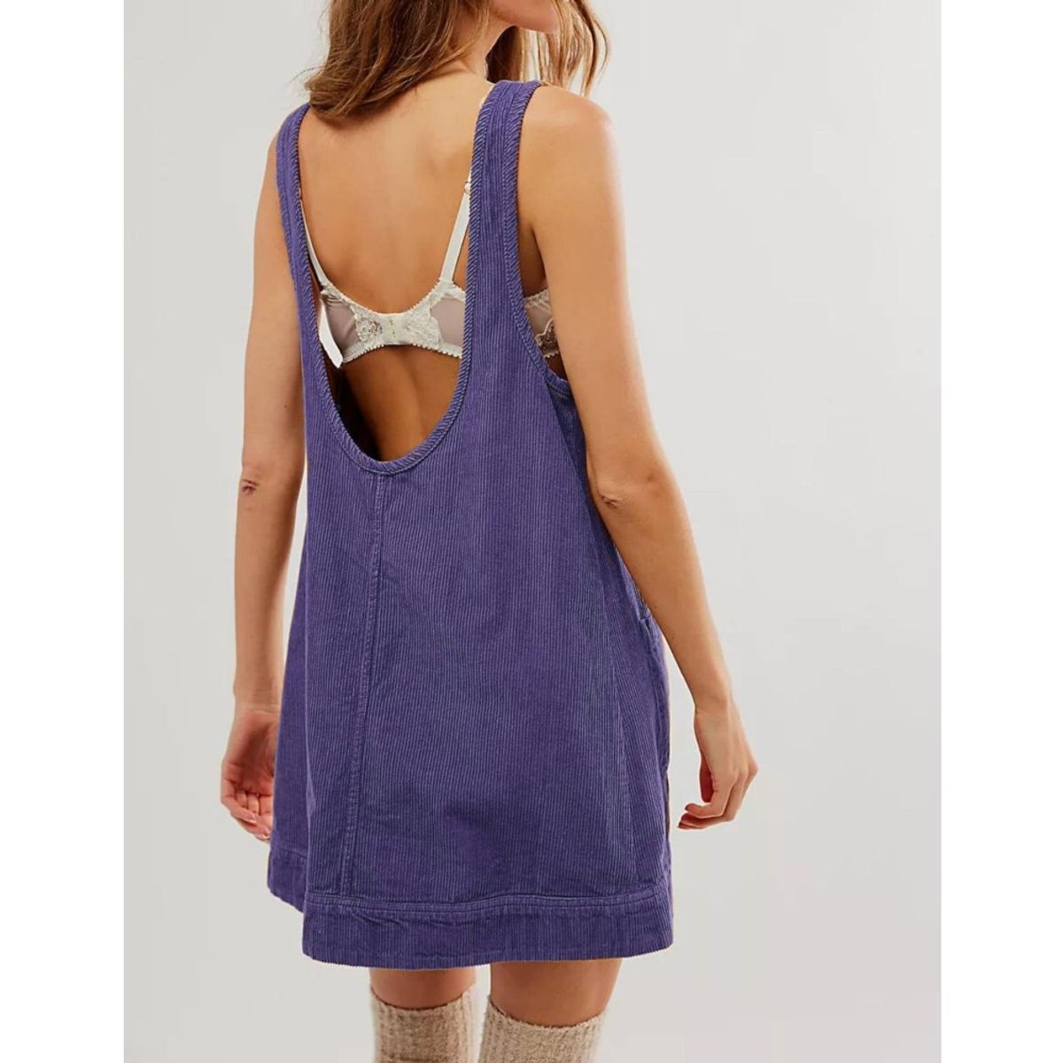 GIOIO - Vestido Pana Sin Mangas Urbano Casual Figura Esbelta​ Violeta