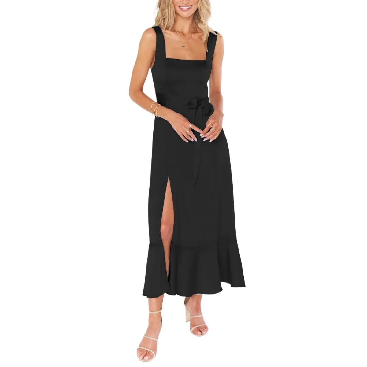 GIOIO - Vestido Francés Elegante Abertura Urbano Premium Corte Figura Esbelta​