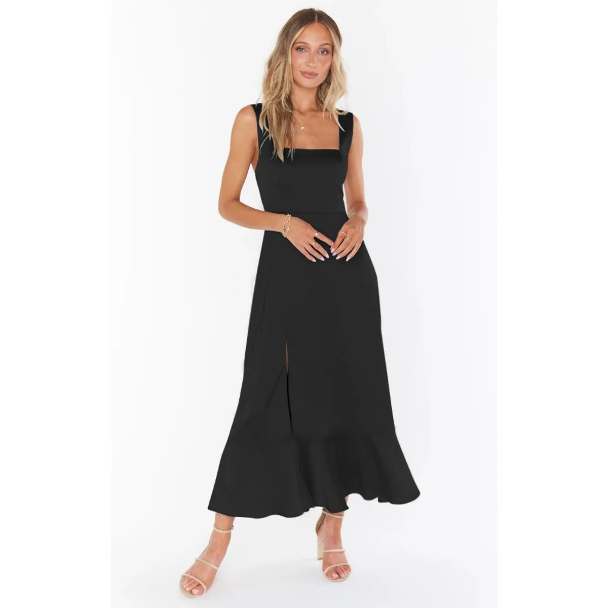 GIOIO - Vestido Francés Elegante Abertura Urbano Premium Corte Figura Esbelta​