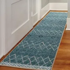 MROTTO - Alfombra Pasillo Celeste 60 cm x 5 metros Con Goma ANTIDESLIZANTE