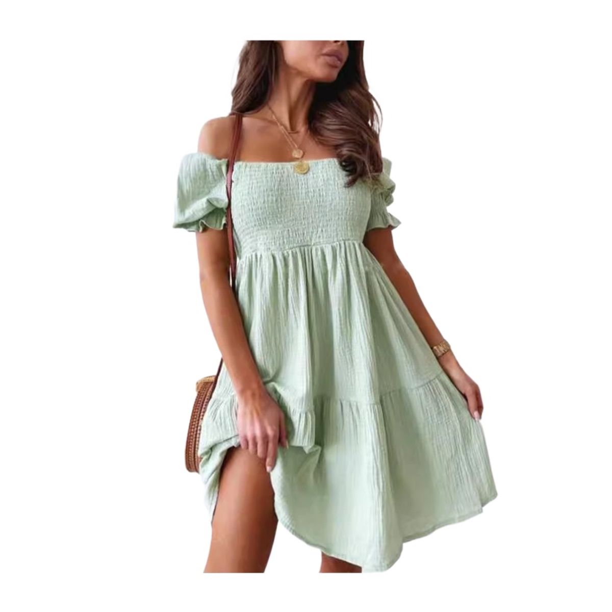 GIOIO - Vestido Largo Un Hombro Espalda Descubierta Vacaciones Figura Esbelta​