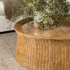 AMOBLE - Mesa Rattan 100Cm Café Amoblé