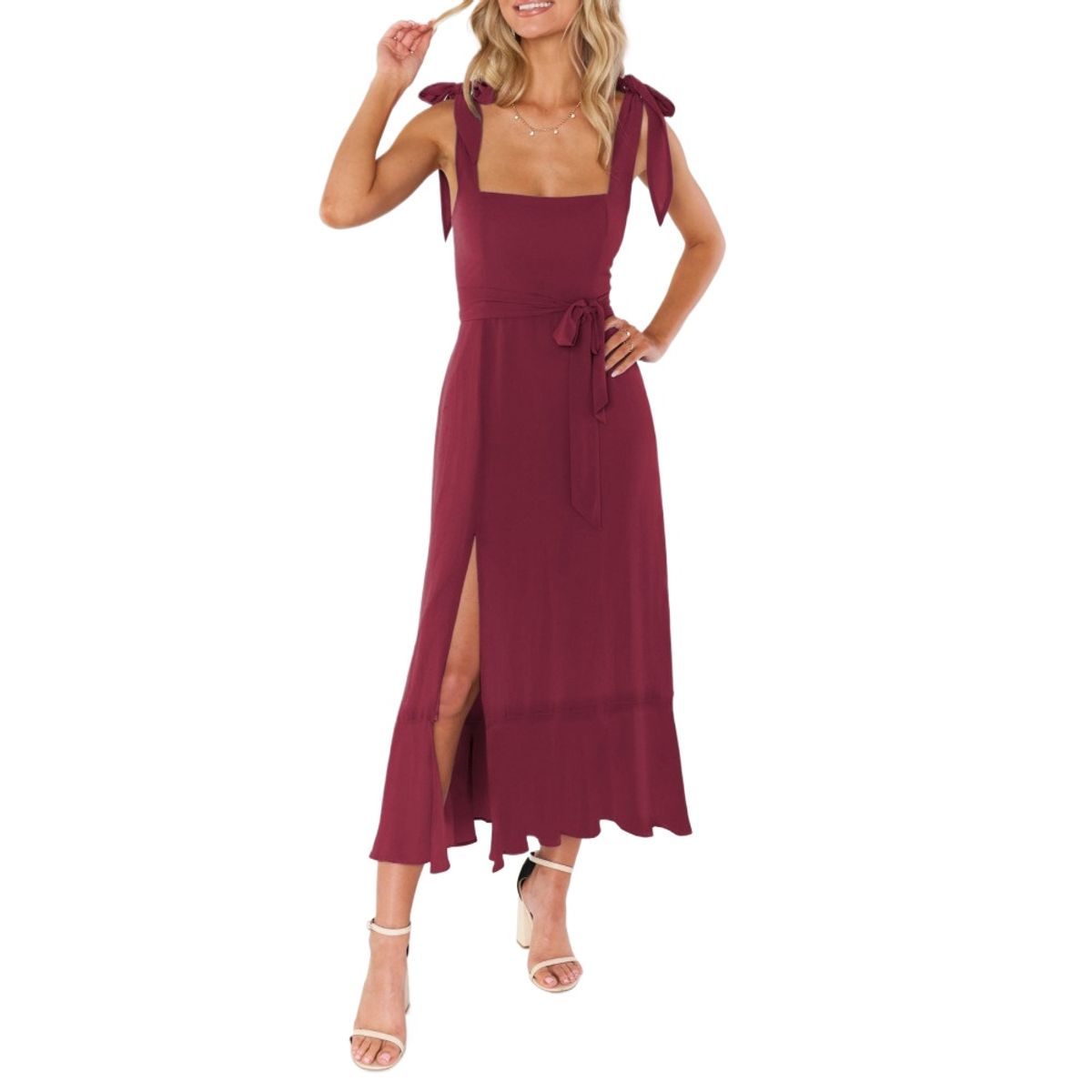 GIOIO - Vestido Francés Elegante Abertura Urbano Premium Corte Figura Esbelta​