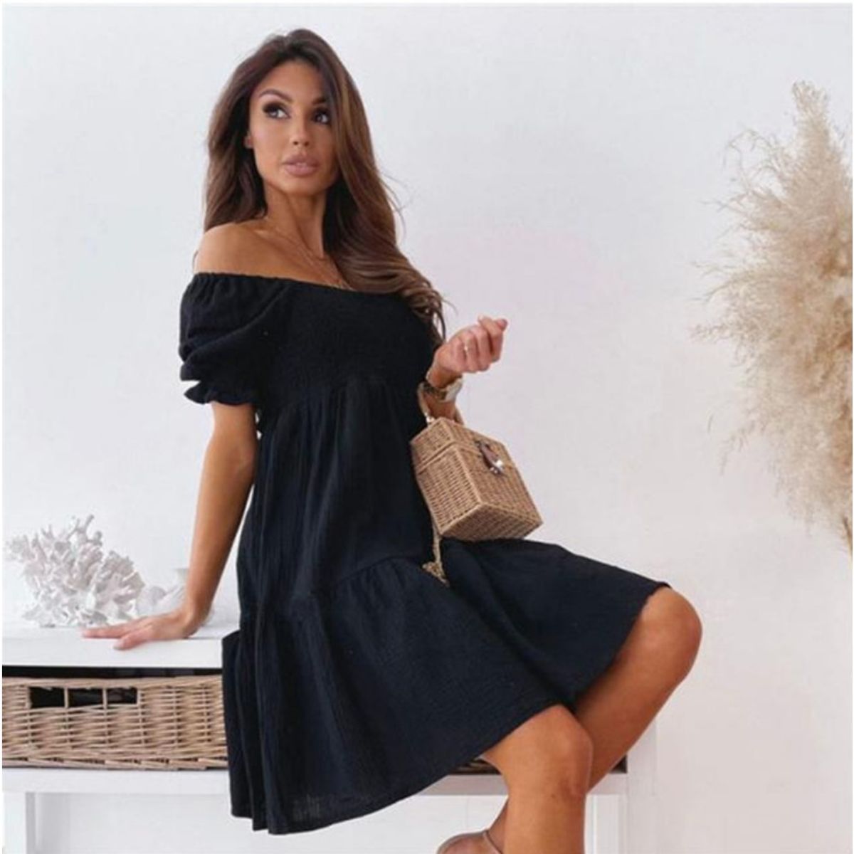 GIOIO - Vestido Largo Un Hombro Espalda Descubierta Vacaciones Figura Esbelta​