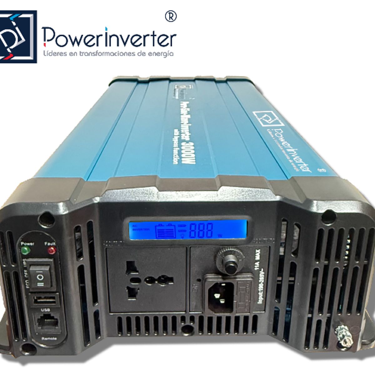 GENERICO - INVERSOR DE VOLTAJE 12VDC220VAC 3000W PSW - PTS - BYPASS - PREMIUN CALIDAD