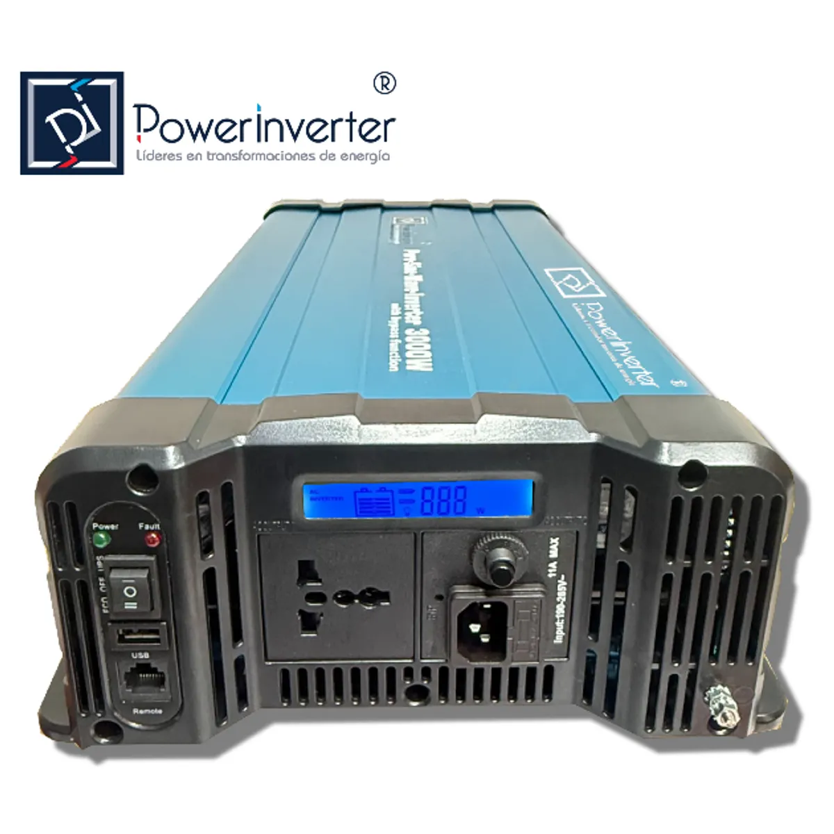 GENERICO - INVERSOR DE VOLTAJE 12VDC220VAC 3000W PSW - PTS - BYPASS - PREMIUN CALIDAD