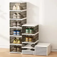 Caja Organizadora De Zapatos 6 Niveles Multiuso Transparente-Gris