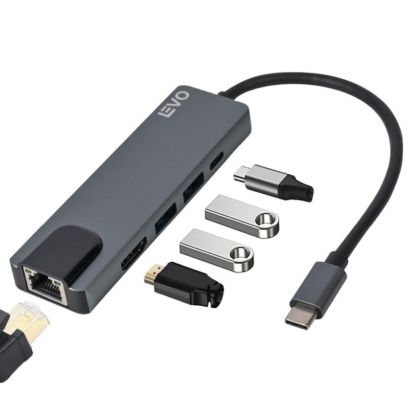 LEVO - Hub USB-C Adaptador Multipuerto 5 en 1 Macbook Windows LEVO