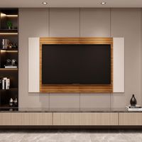 Panel TV hasta 50 pulgadas 160x90x3 cm Marrón Beige Fresno