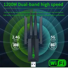 GENERICO - Antena WiFi Doble Banda 24GHz + 5GHz 1200Mbps