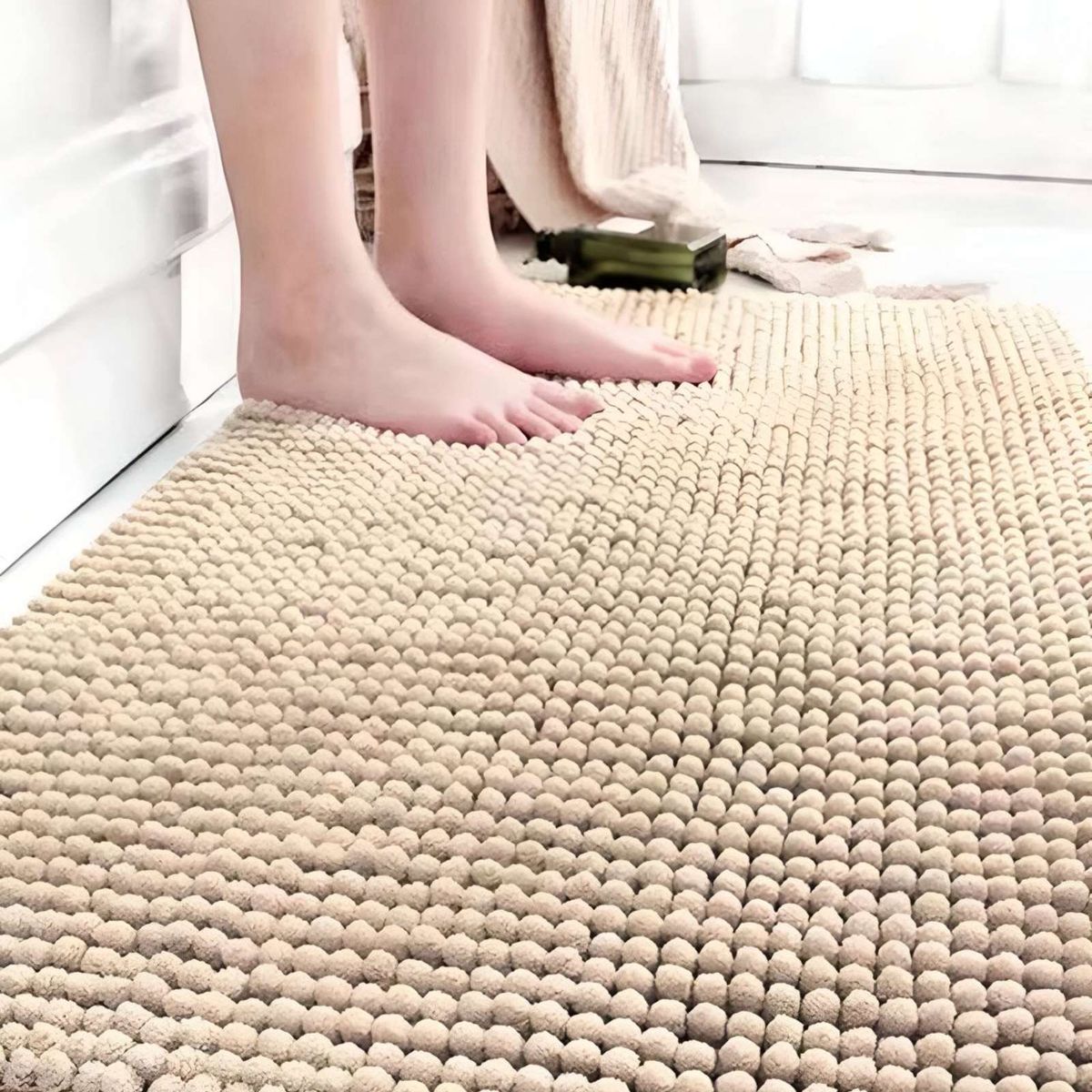 GENERICO - ALFOMBRA FELPA DE BAÑO DELGADA BEIGE 40X60 cm