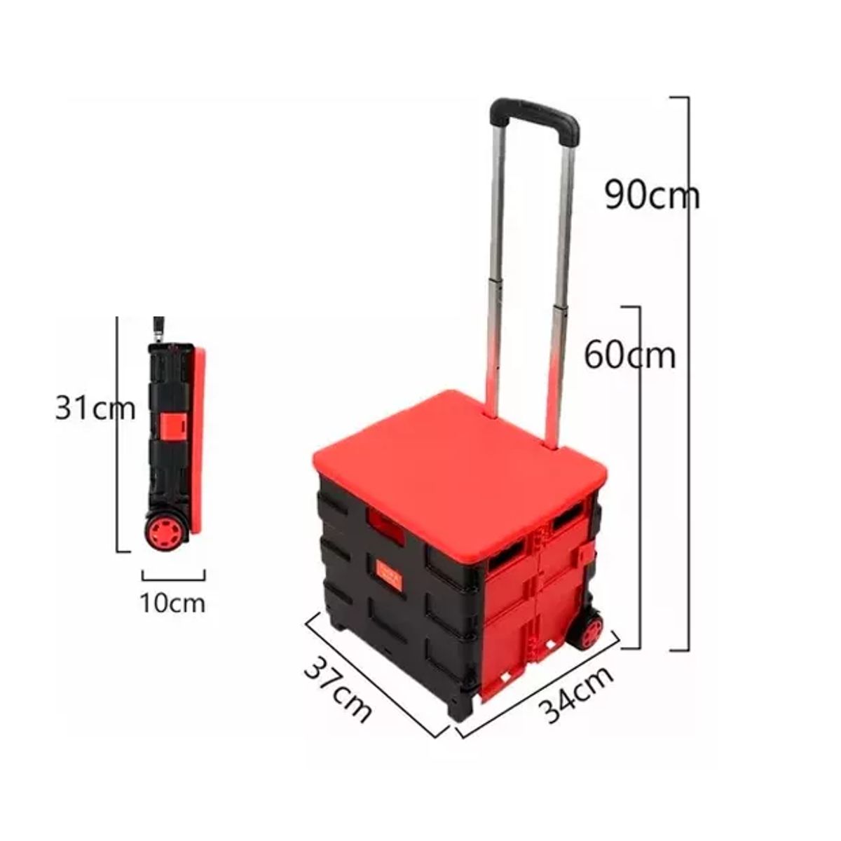 GENERICO - Carrito de compras plegable multiuso color rojo