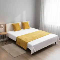 GENERICO - Pie De Cama Piecera Chenille Medida 210x70cm + 2 Fundas - Amarillo
