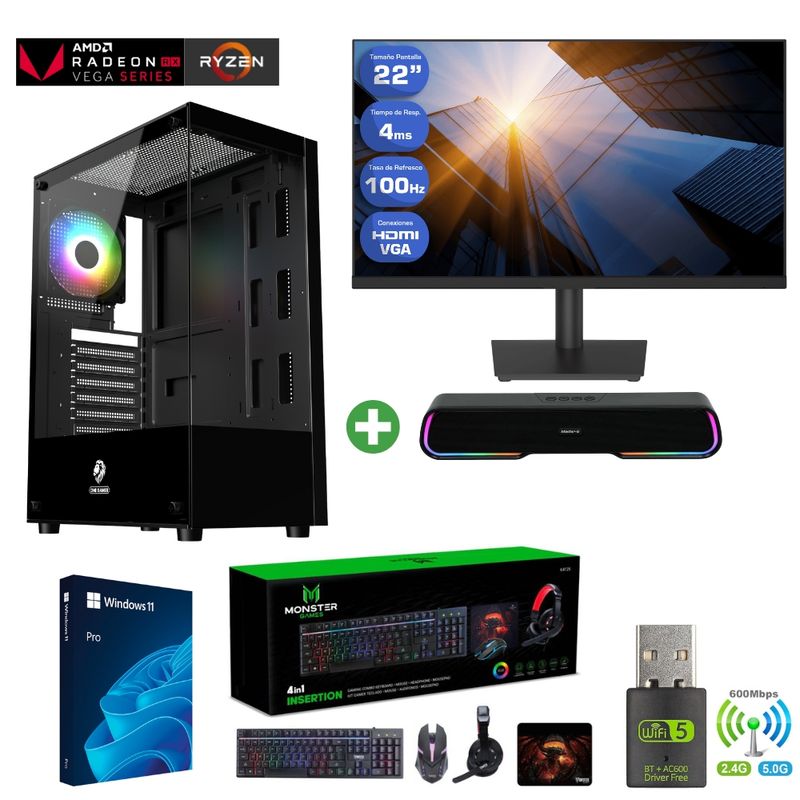 AMD CORP - Pc Gamer Ryzen 7 5700G - 32GB - Vega 8 - 2TB - (Monitor 22" + Parlante) ALE