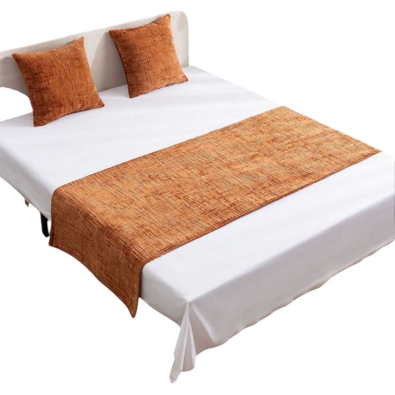 GENERICO - PIECERA PARA CAMA MEDIDA 70X210CM CHENILLE + 2 FUNDAS COLOR NARANJA