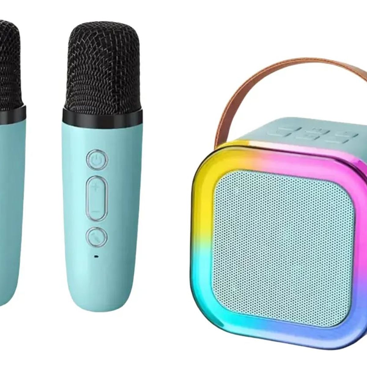 GENERICO - Mini Parlante Karaoke con 2 microfonos inalambricos Bluetooth