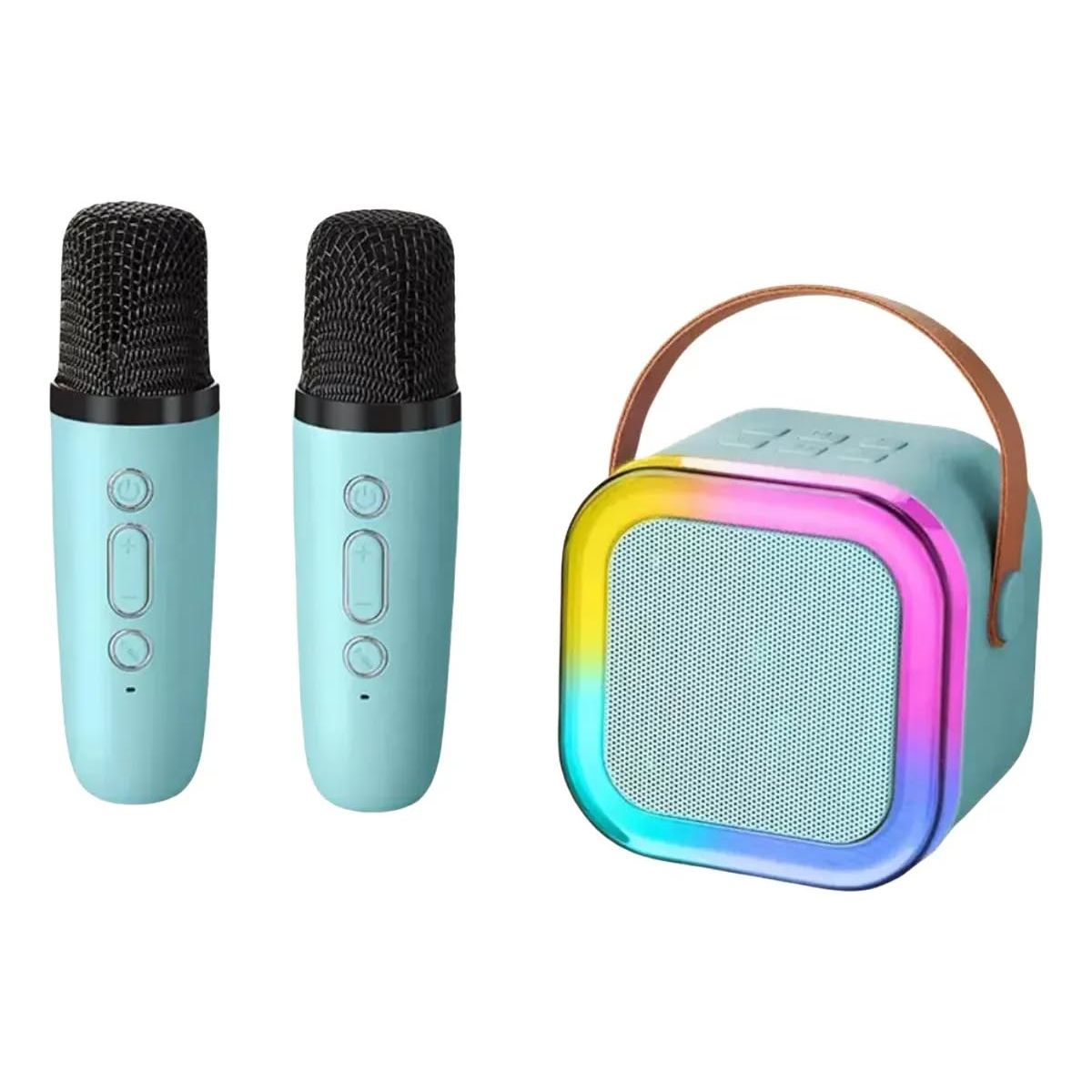 GENERICO - Mini Parlante Karaoke con 2 microfonos inalambricos Bluetooth