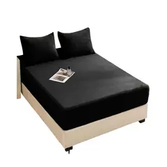 GENERICO - Cubre Colchon Protector Impermeable Plush - Negro - 15 plazas