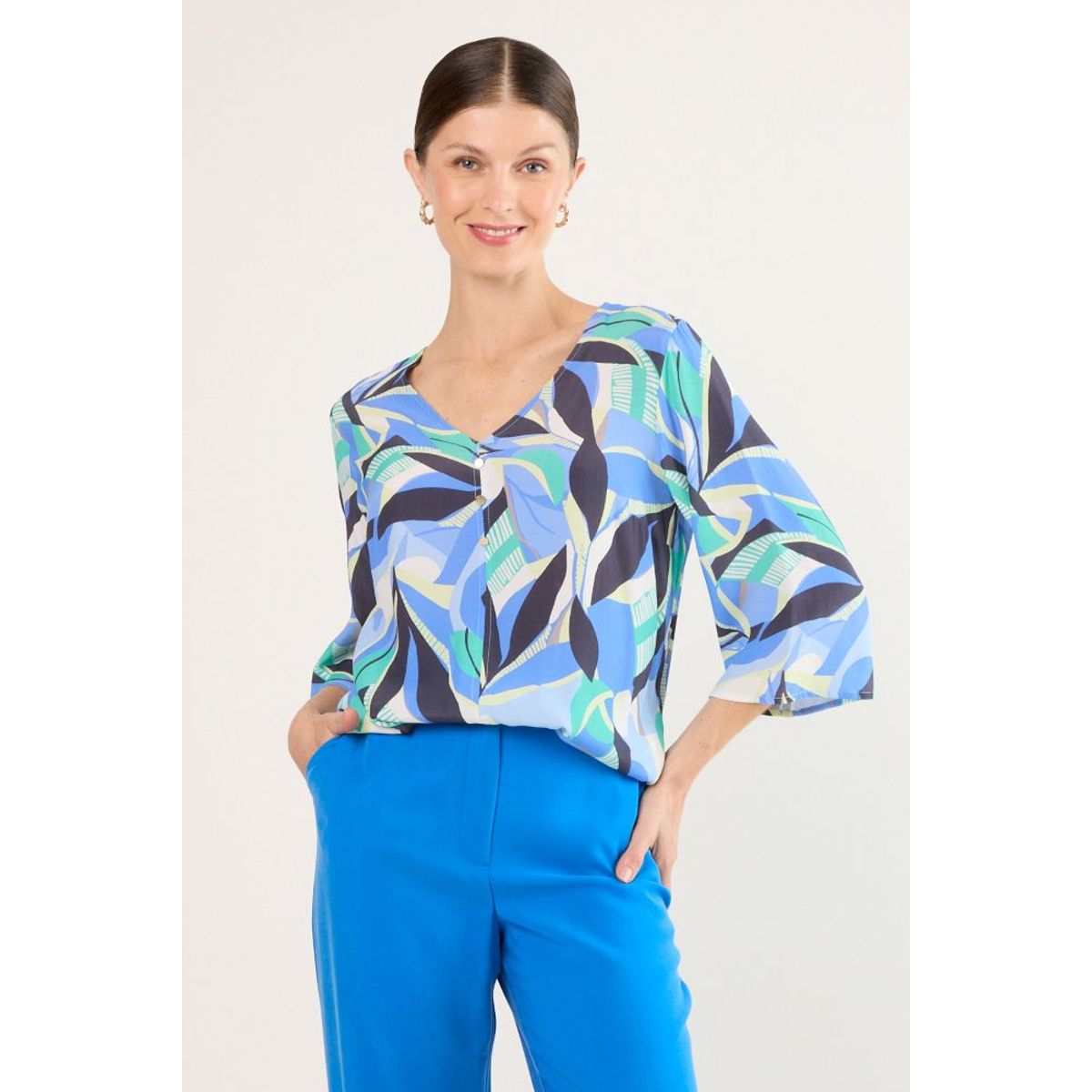 MA GRIFFE - Blusas Manga Larga Mujer Celeste Magriffe