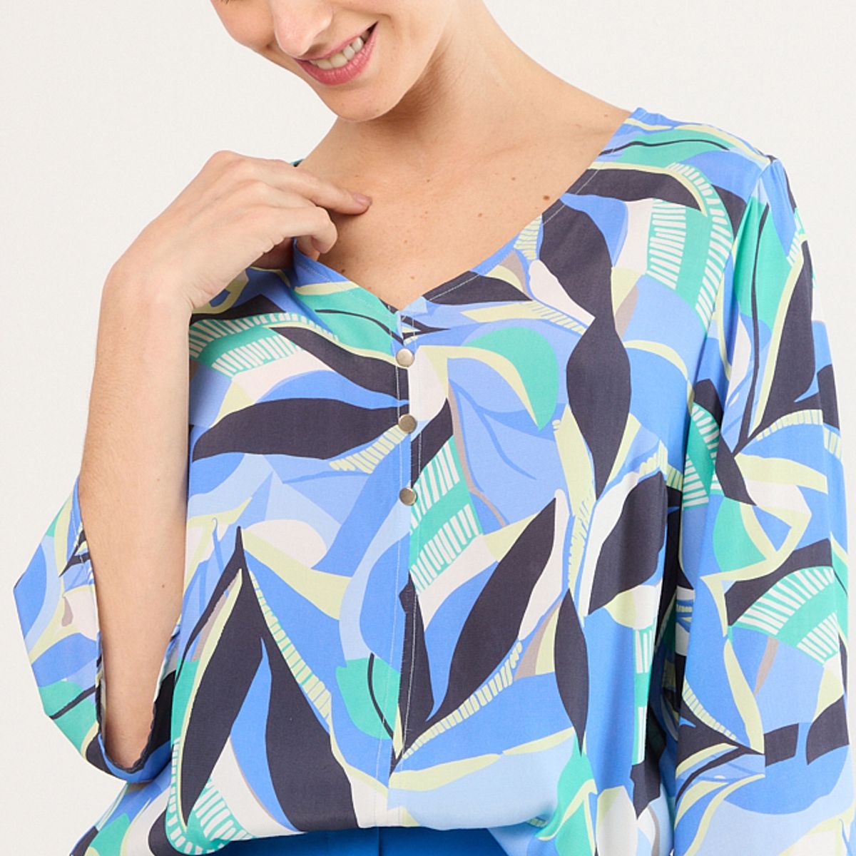 MA GRIFFE - Blusas Manga Larga Mujer Celeste Magriffe