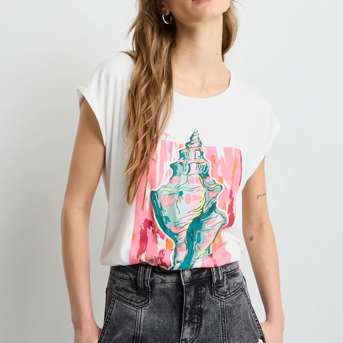 IO - Polera Manga Corta Mujer Crudo Io
