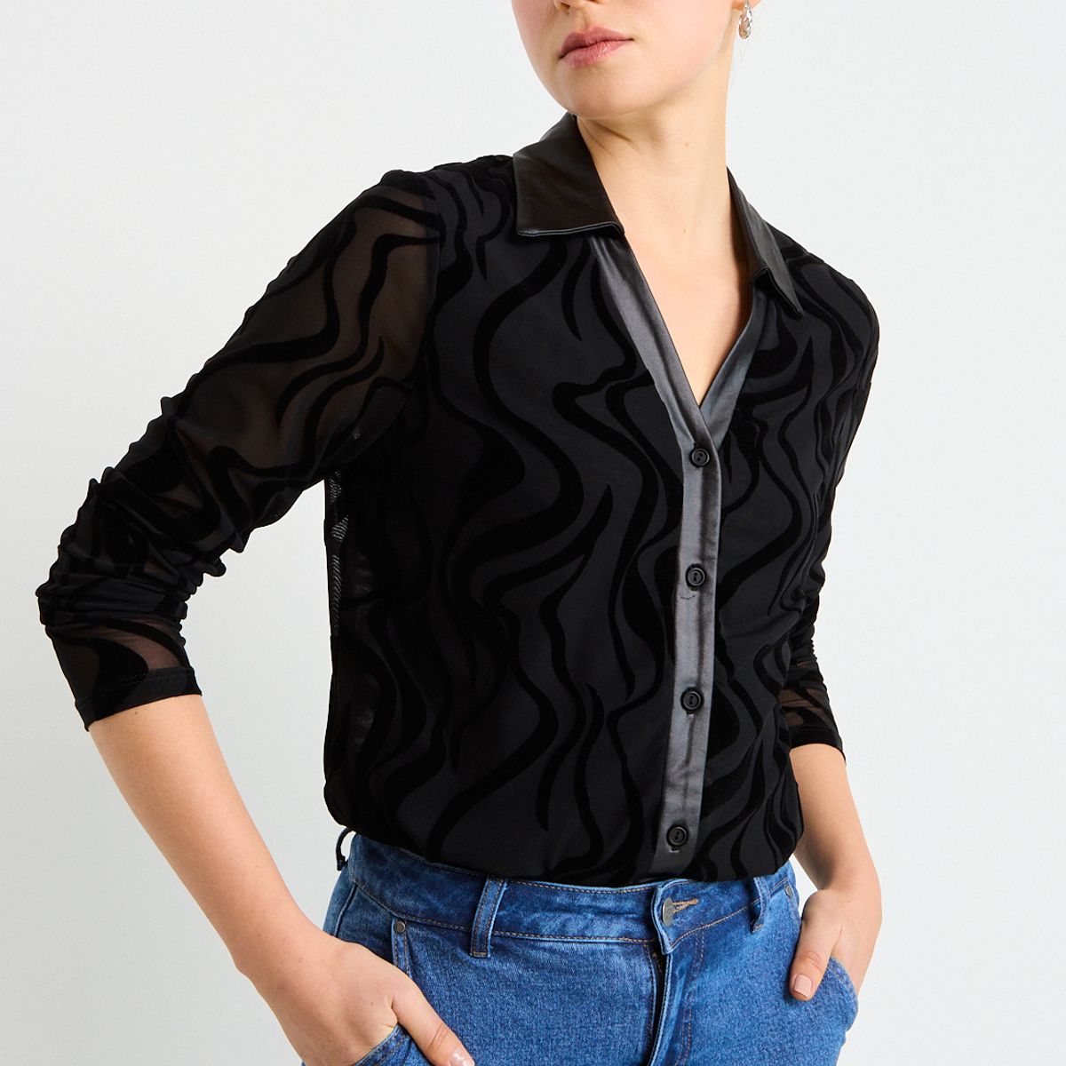 ASH - Blusas Manga Larga Mujer Negro Ash