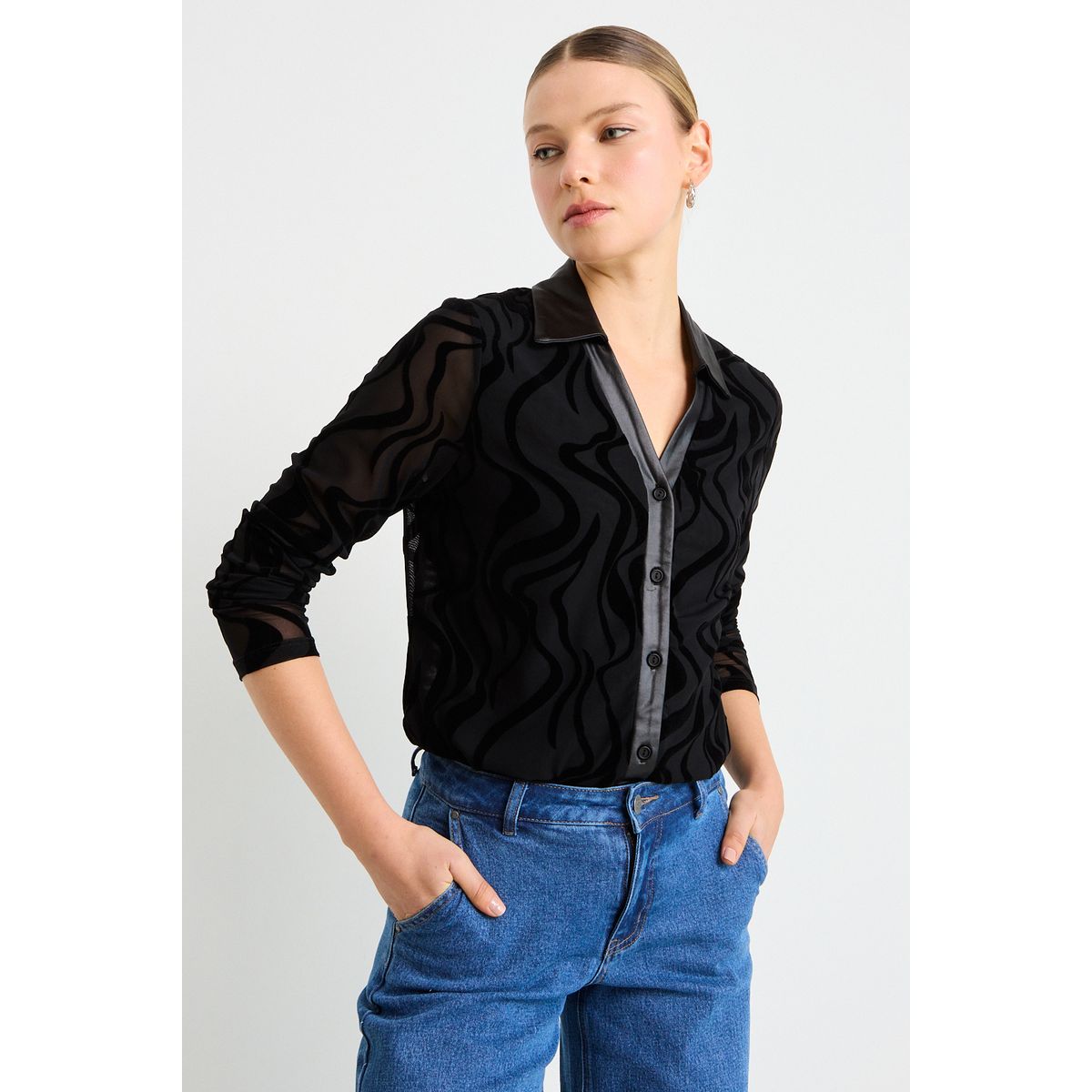 ASH - Blusas Manga Larga Mujer Negro Ash