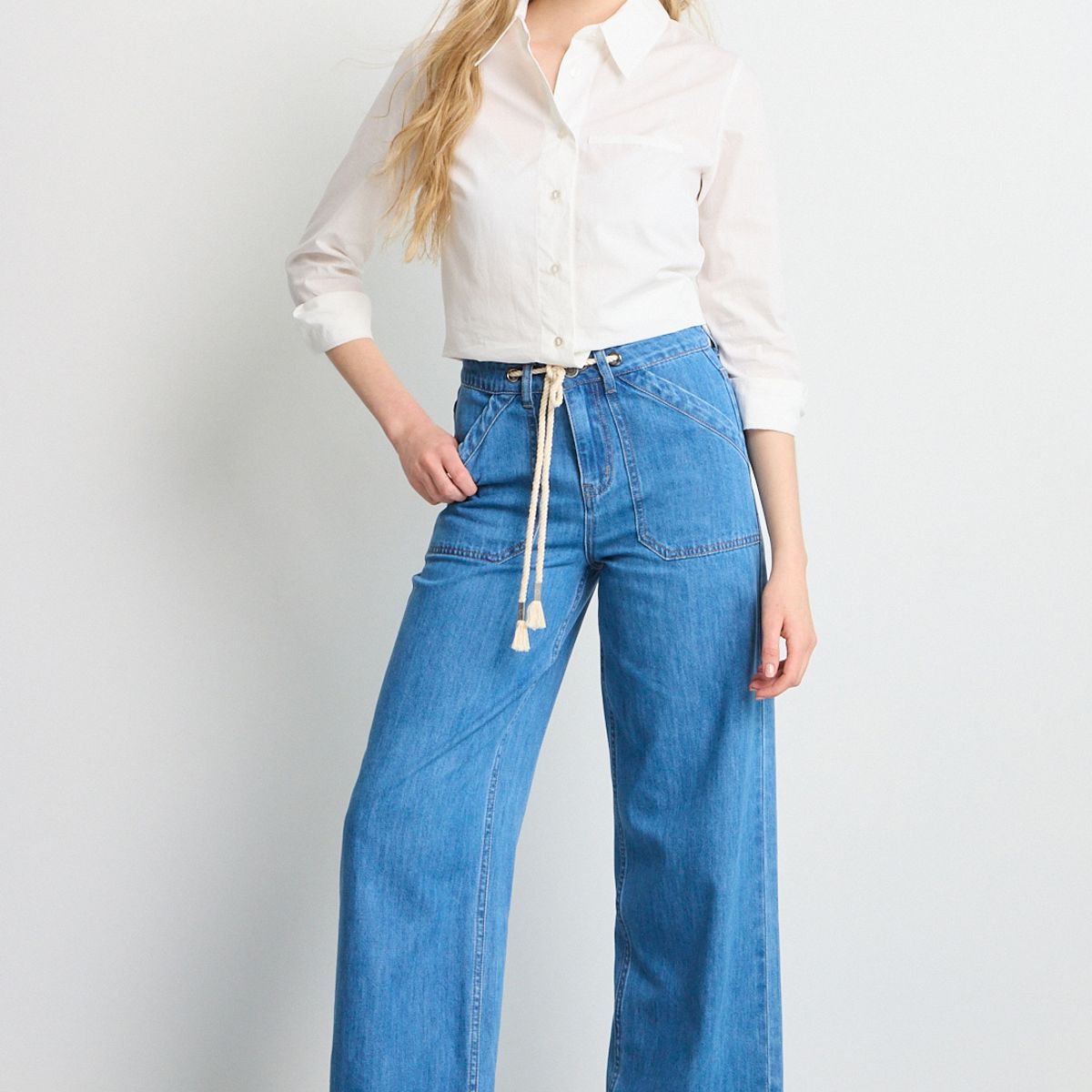 IO - Jeans Wide Leg Mujer Azul Io
