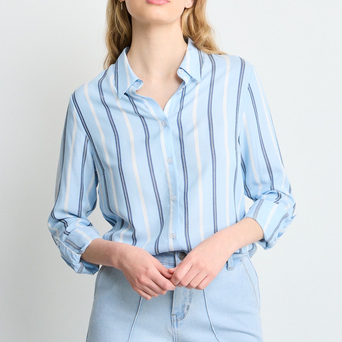 IO - Blusas Manga Larga Mujer Celeste Io