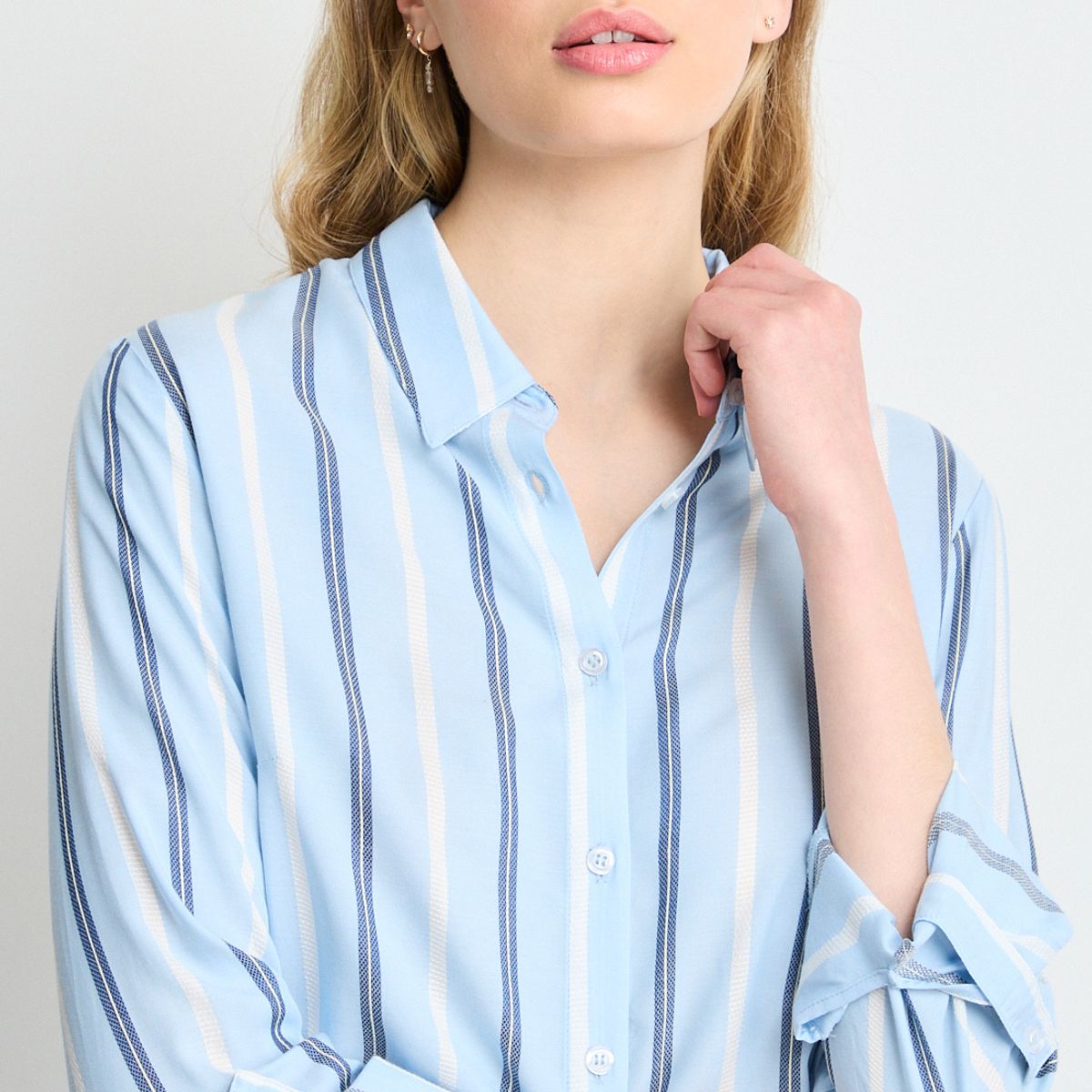 IO - Blusas Manga Larga Mujer Celeste Io