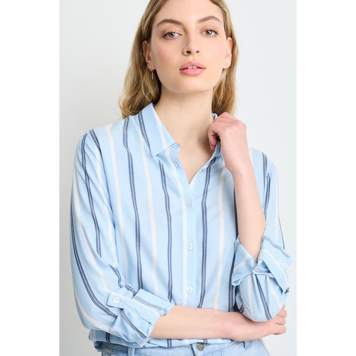 IO - Blusas Manga Larga Mujer Celeste Io