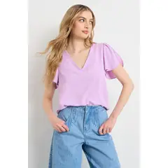IO - Blusas Manga Corta Mujer Morado