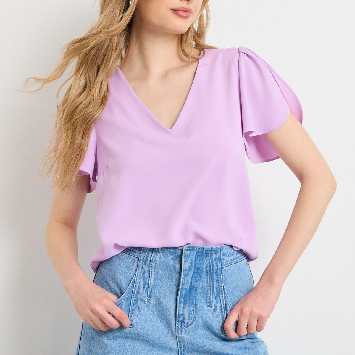 IO - Blusas Manga Corta Mujer Morado Io