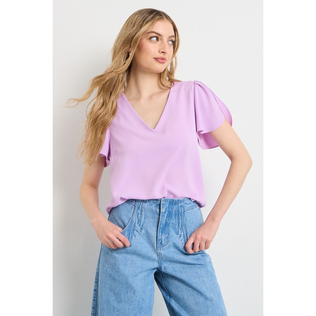 IO - Blusas Manga Corta Mujer Morado Io