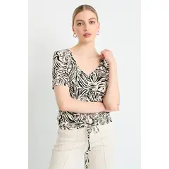 IO - Polera Manga Corta Mujer Beige