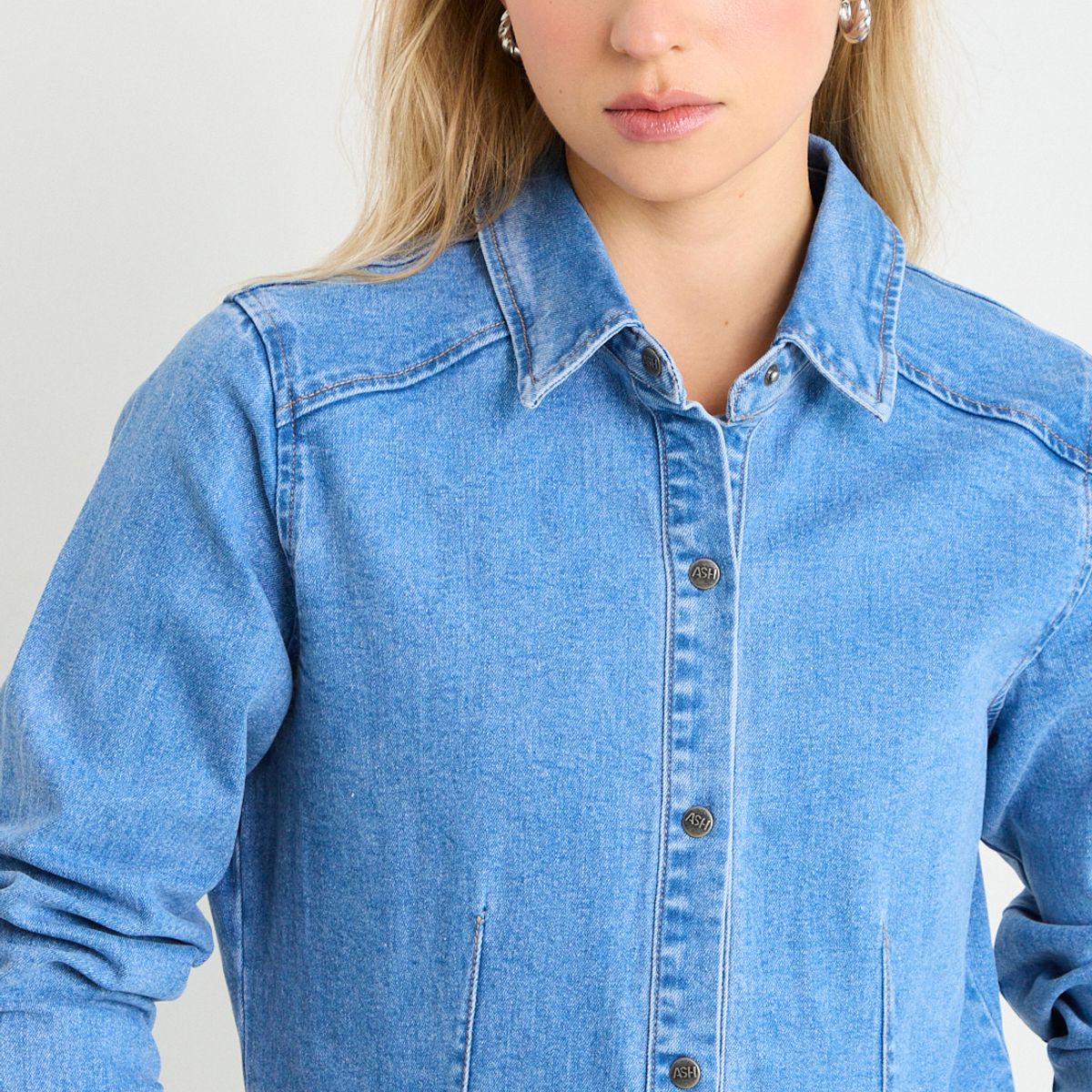 ASH - Blusas Manga Larga Mujer Celeste Ash