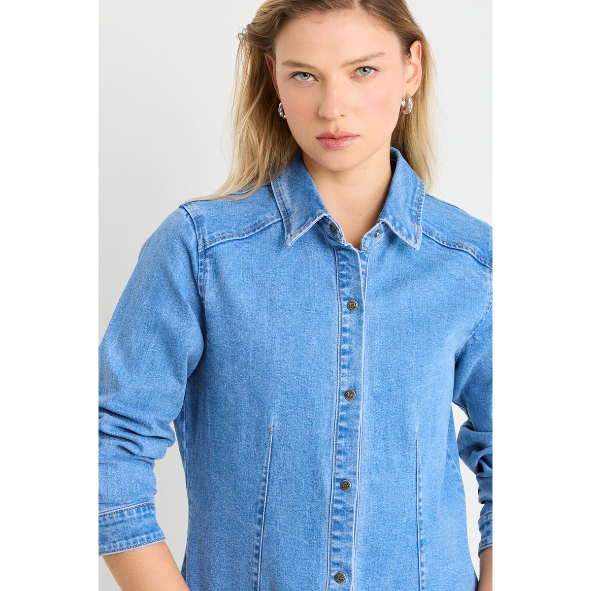 ASH - Blusas Manga Larga Mujer Celeste Ash