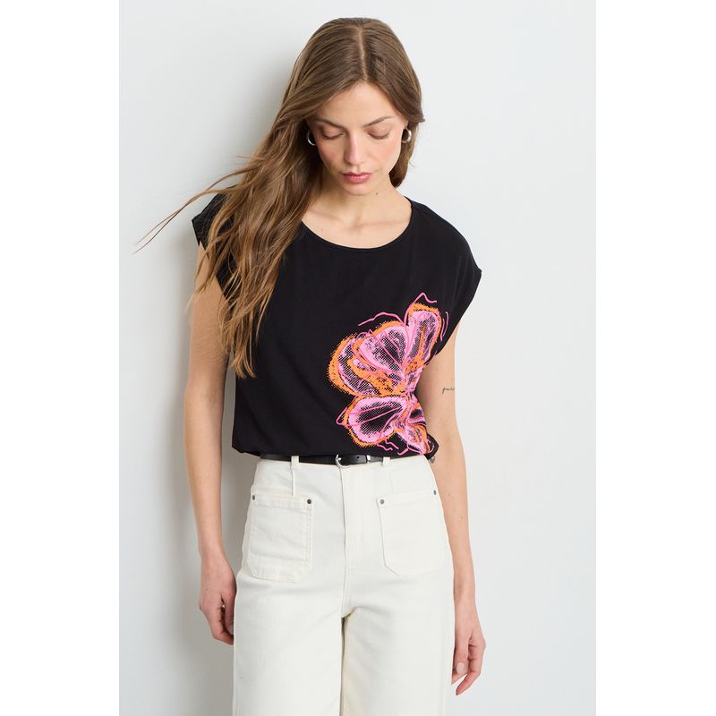 IO - Polera Manga Corta Mujer Negro Io
