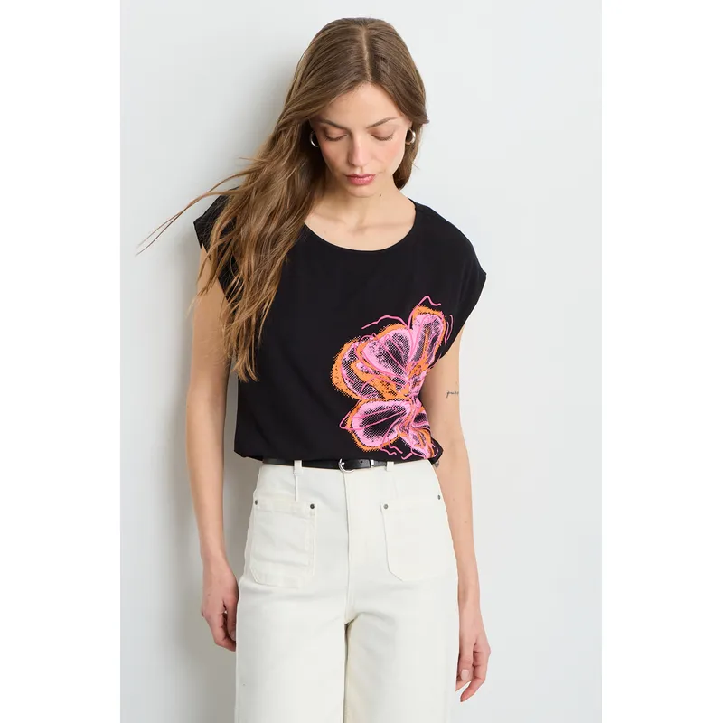 IO - Polera Manga Corta Mujer Negro Io