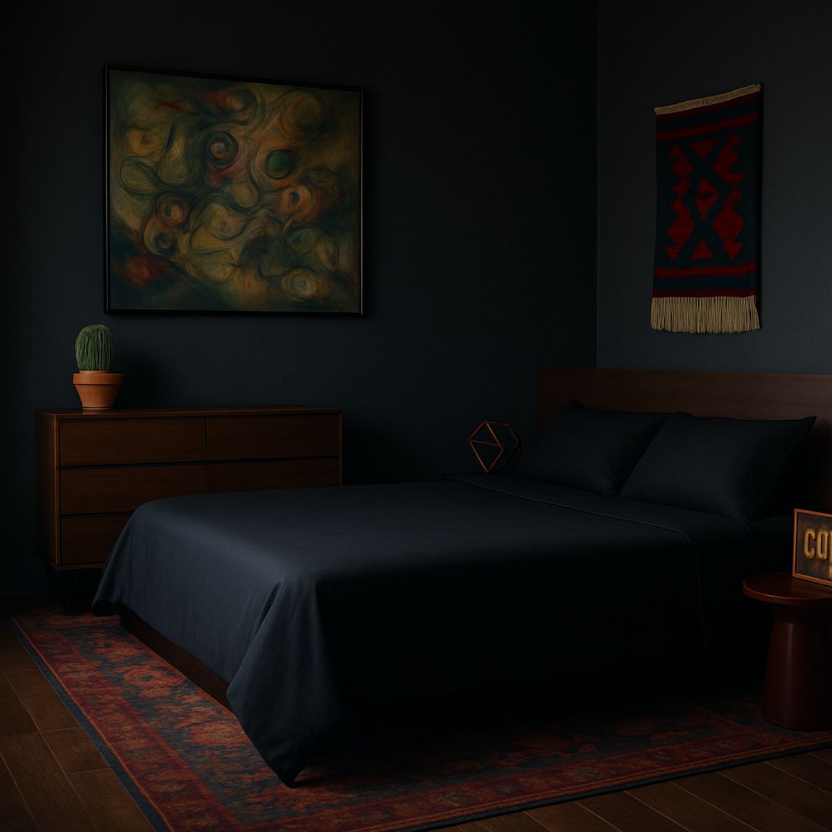 ARMONIA - Juego para cama Azabache Súper King 144 hebras Unicolor