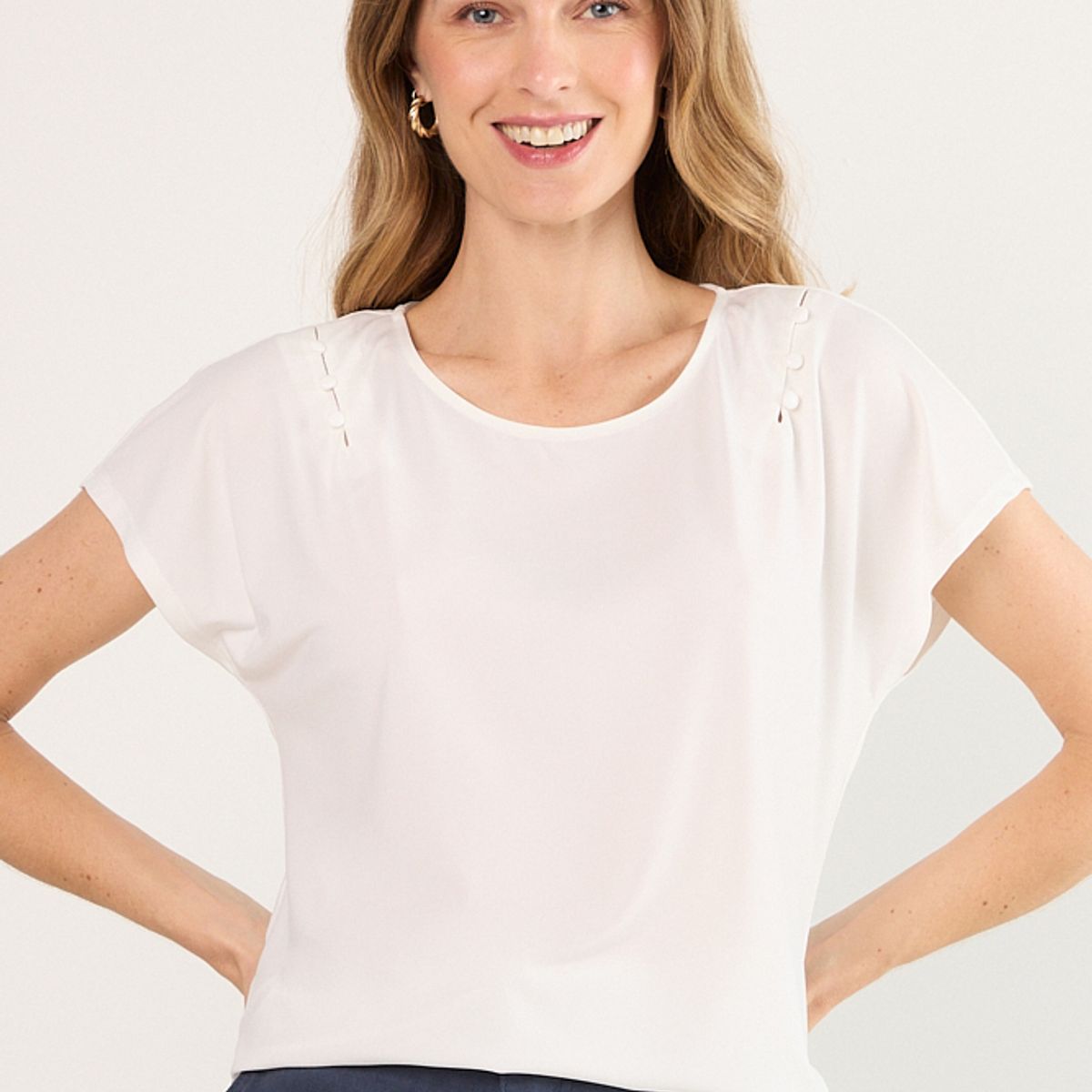 MA GRIFFE - Polera Manga Corta Mujer Blanco Magriffe