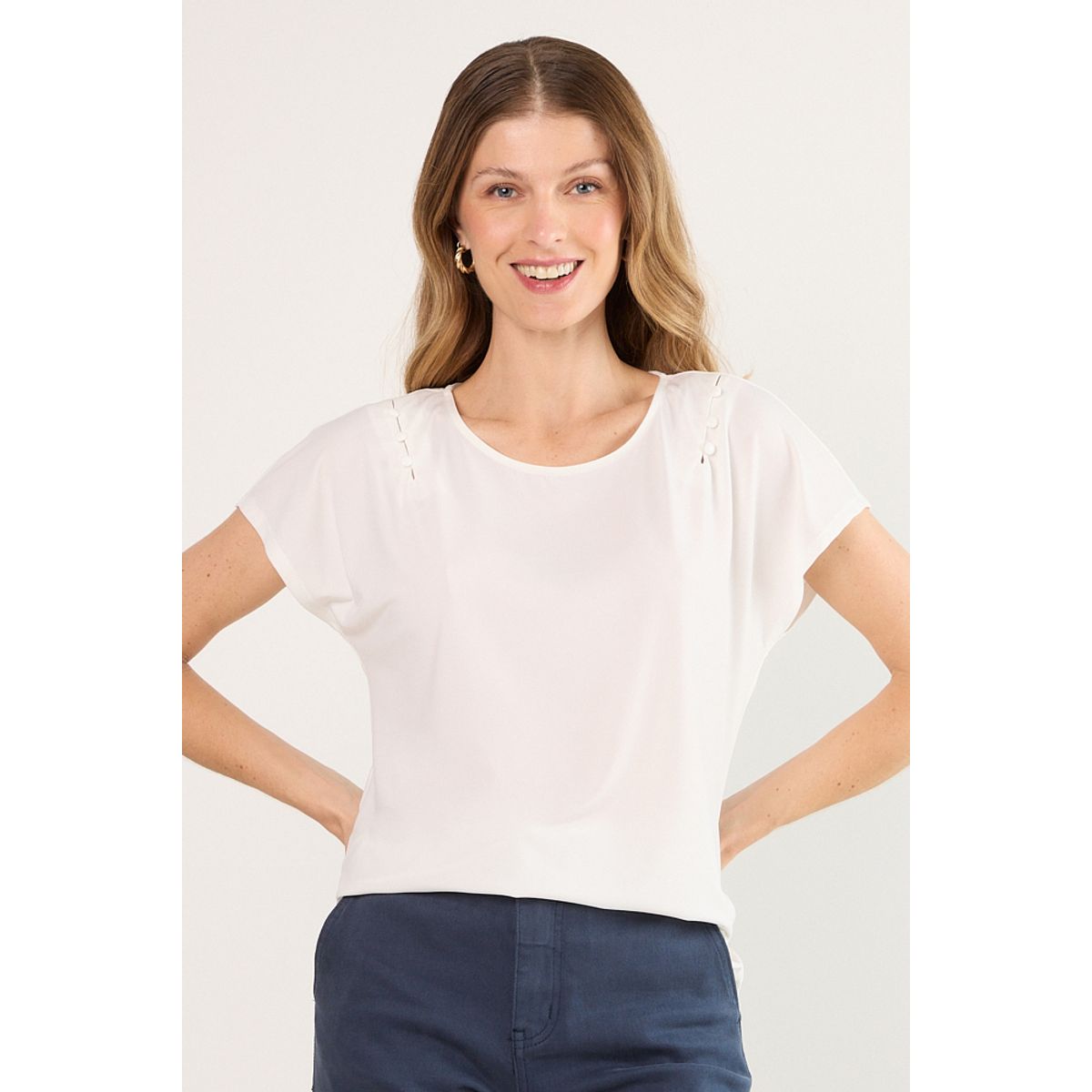 MA GRIFFE - Polera Manga Corta Mujer Blanco Magriffe