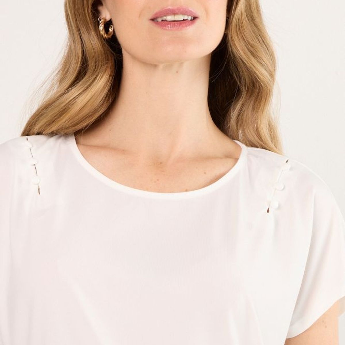 MA GRIFFE - Polera Manga Corta Mujer Blanco Magriffe