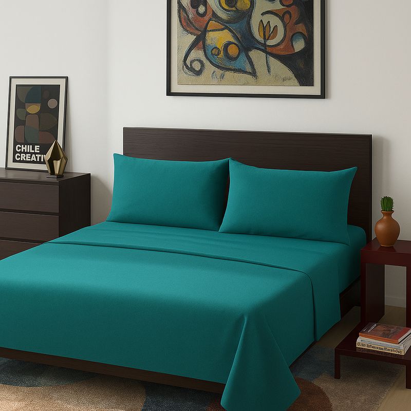 ARMONIA - Sábanas de cama Oliva SuperKing 144 hilos Sin estampado