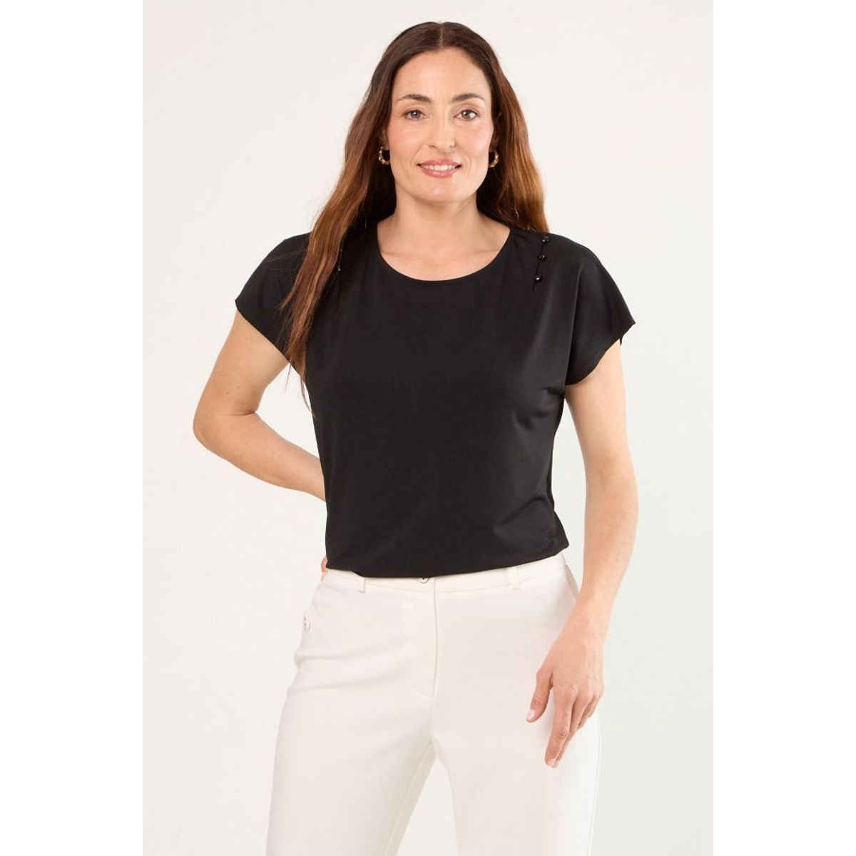 MA GRIFFE - Polera Manga Corta Mujer Negro Magriffe