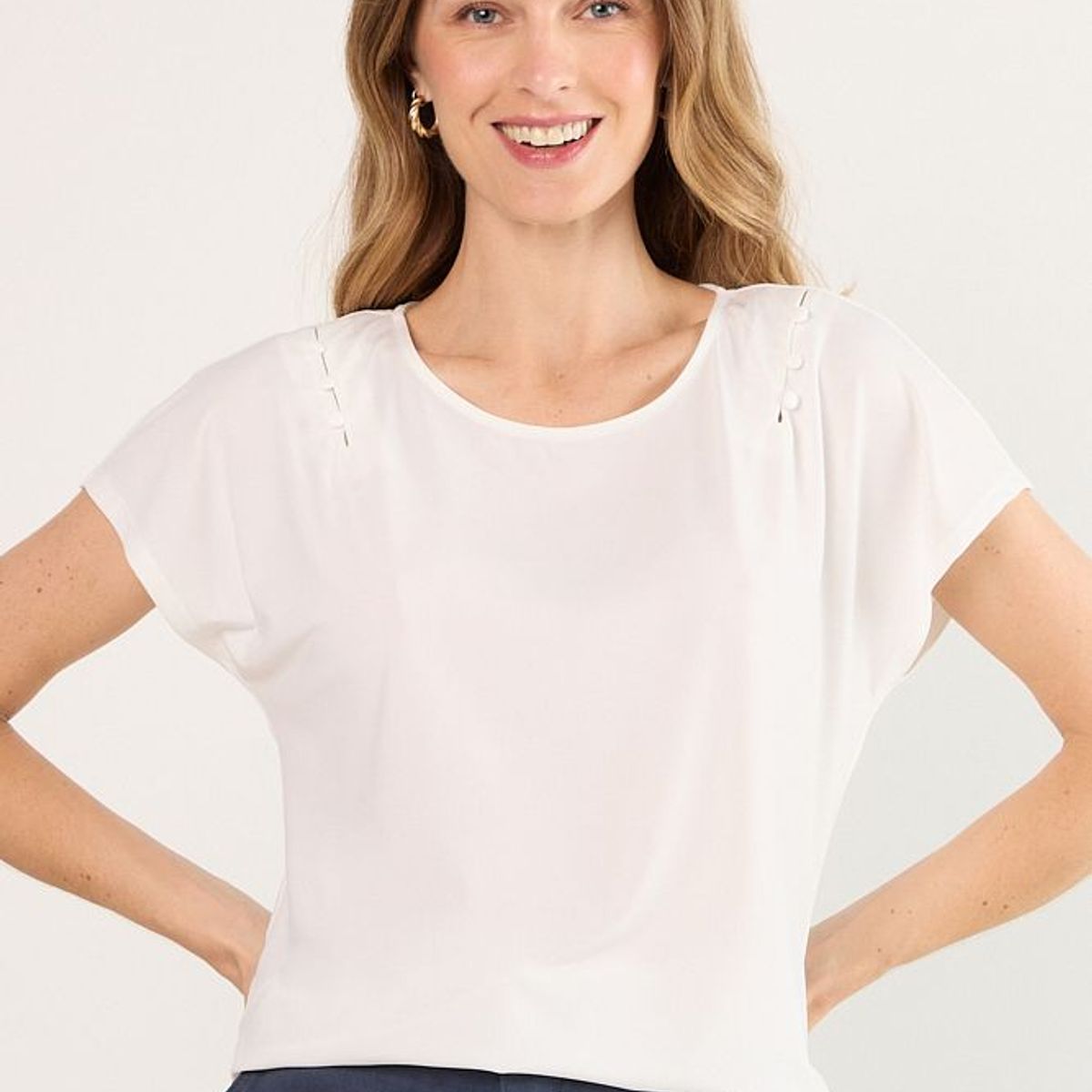 MA GRIFFE - Polera Manga Corta Mujer Blanco Magriffe